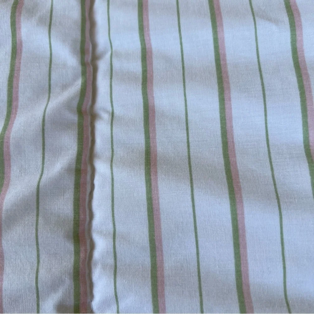 VTG 90s Laura Ashley Reversible Ruffled Twin Comforter Cottage Floral Stripe USA
